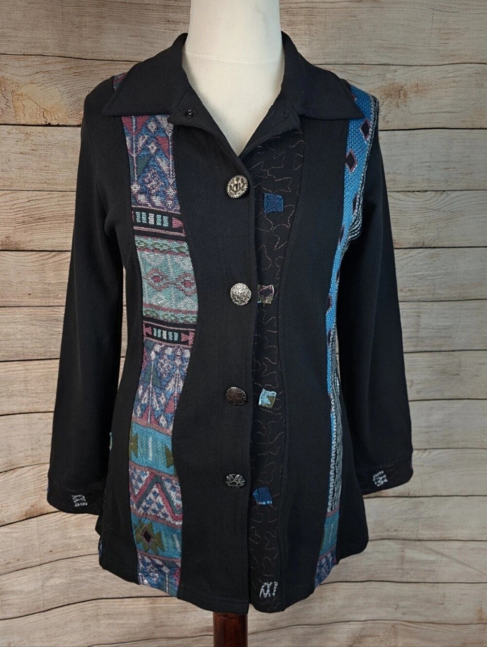 Parsley & Sage Knit Boho Patchwork Jacket Size Small
